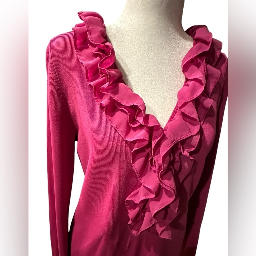 Oscar de la Renta ruffle tops size L - Picture 5 of 10